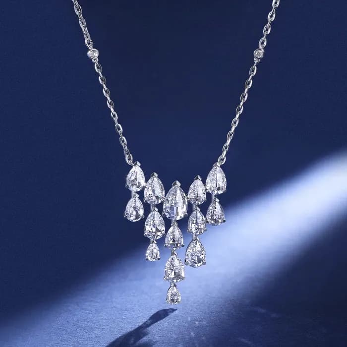 Tear diamond pendant necklace